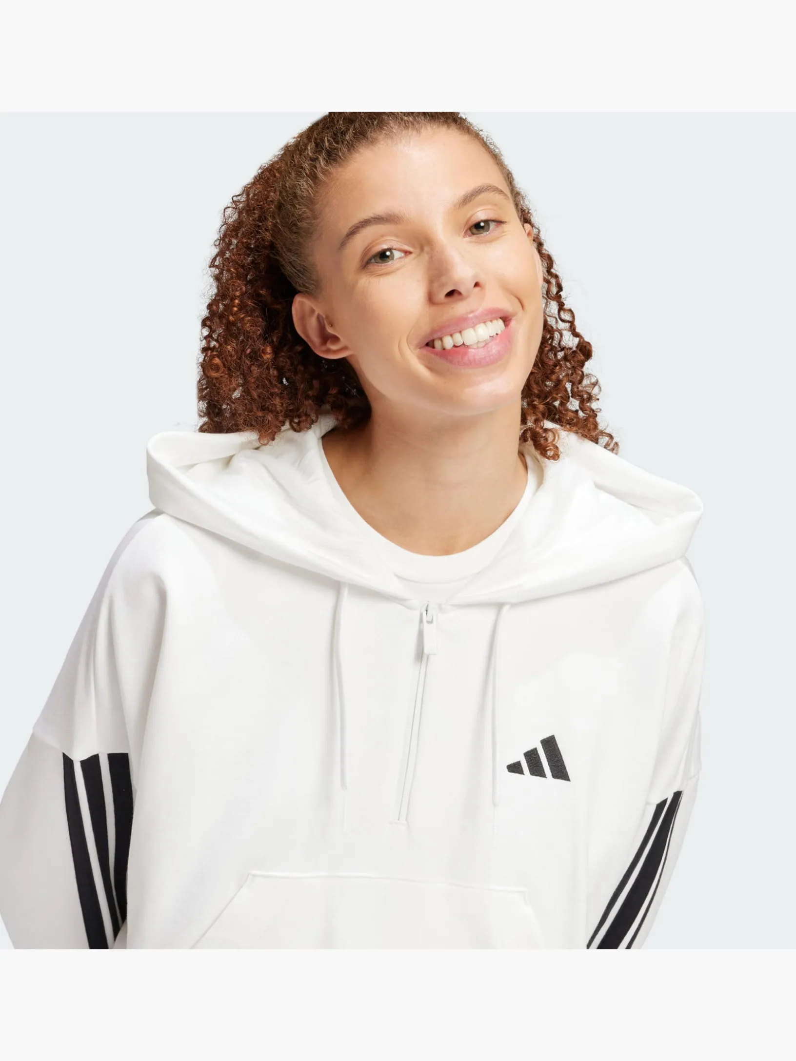 Essentials 3-Streifen French Terry Quarter-Zip Hoodie