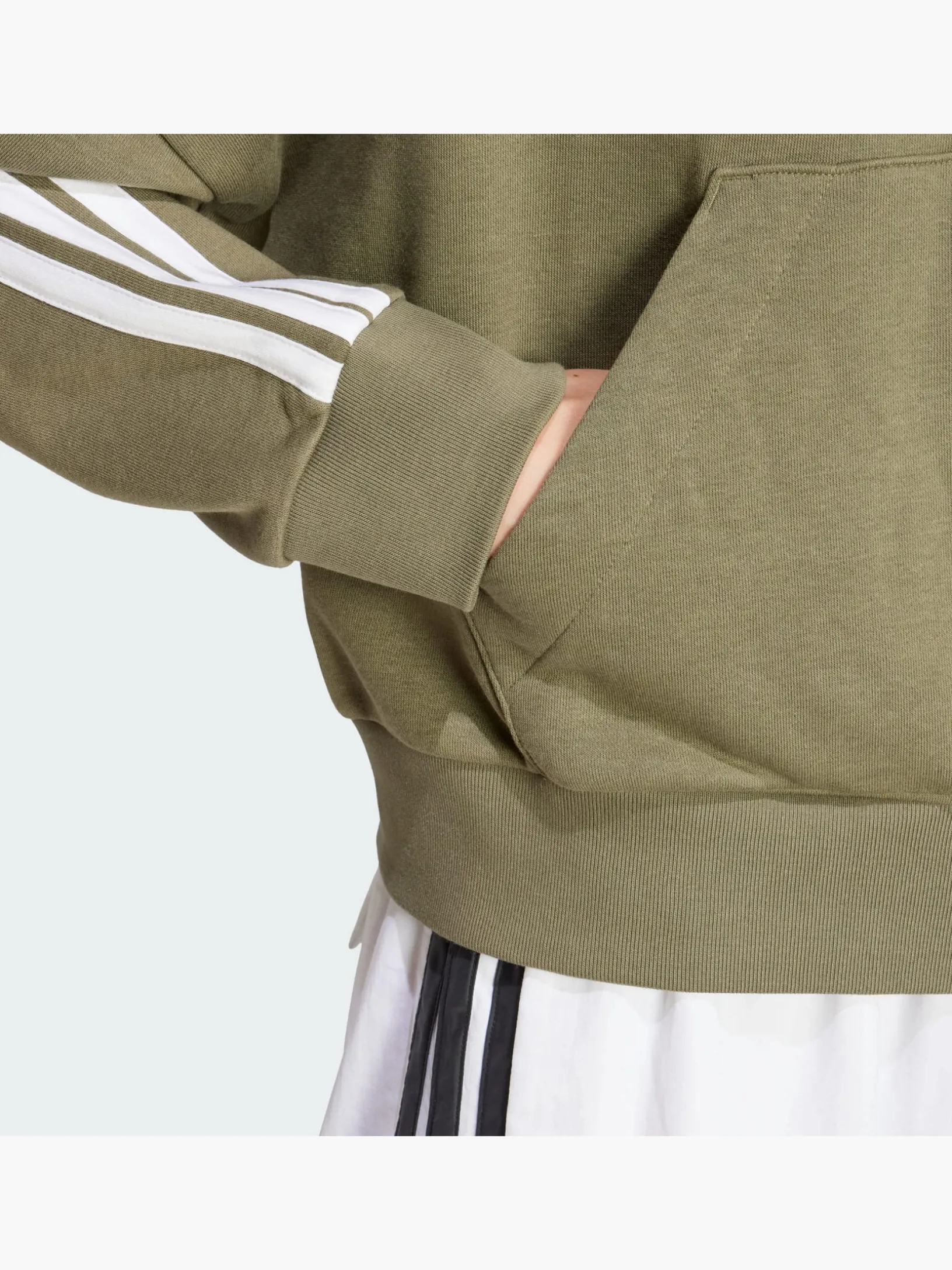 Essentials 3-Streifen French Terry Quarter-Zip Hoodie